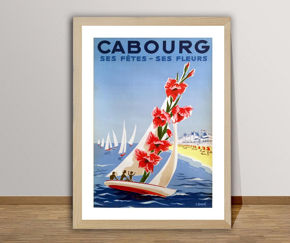 Cabourg Normandy France Sailing Flowers Resort Vintage Travel Poster