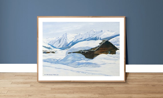 Hans Beat Wieland Klosters Winter Snow Cabin Landscape Poster