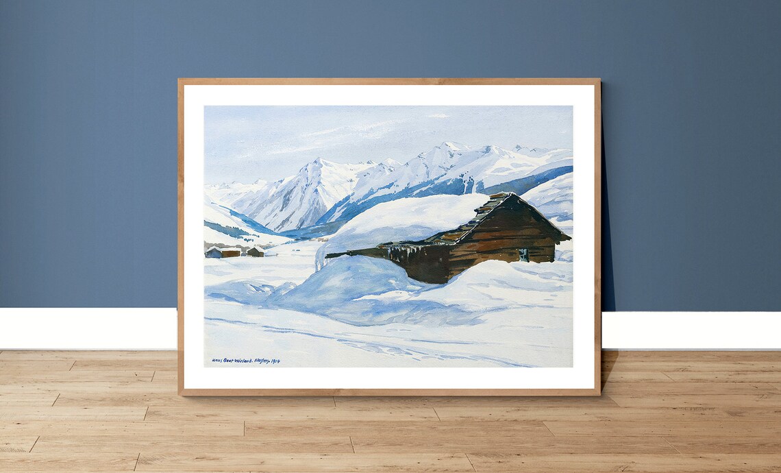 Hans Beat Wieland Klosters Winter Snow Cabin Landscape Poster