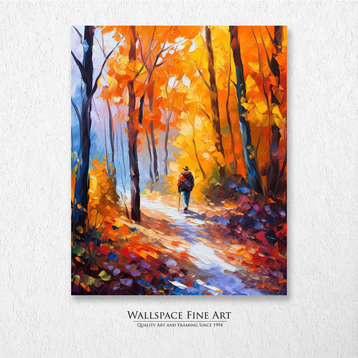 Autumn Forest Hike Colorful Fall Woods Trail Painting Poster
