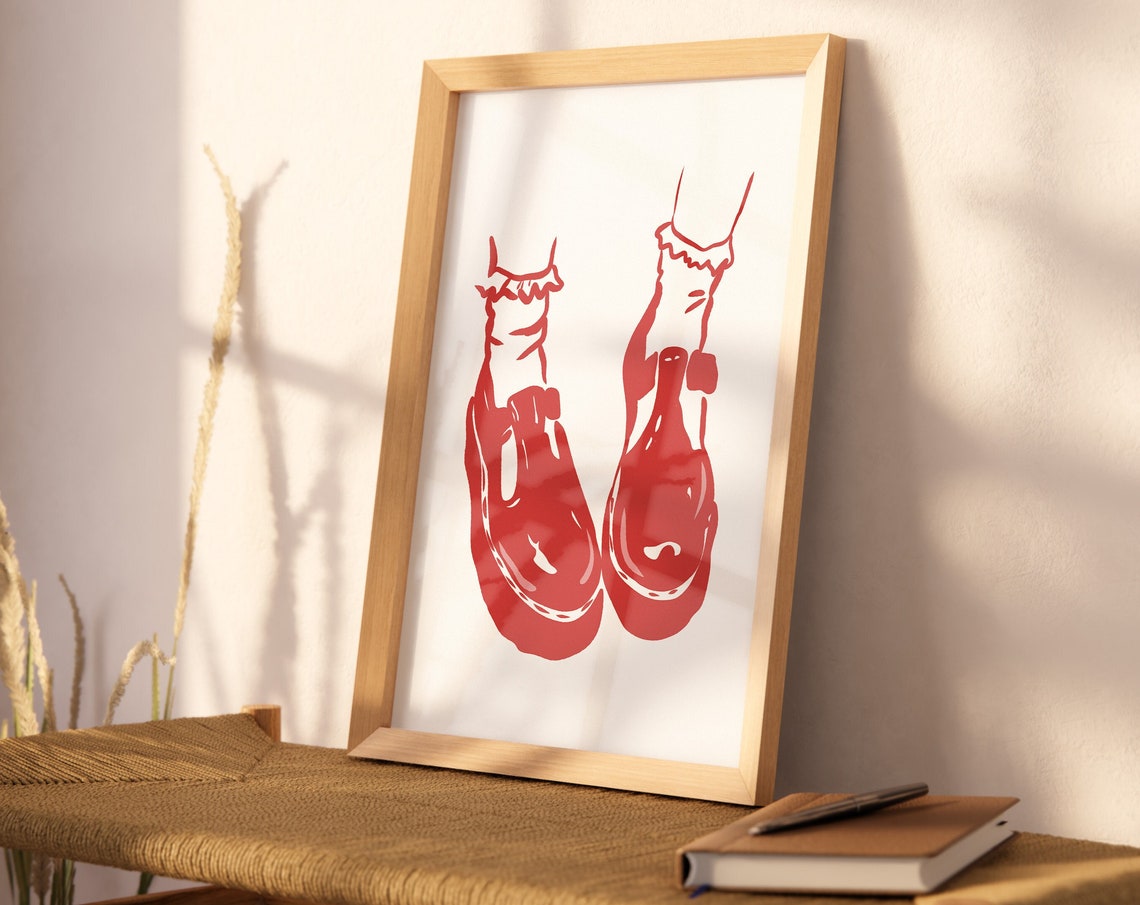 Red Shoes Wall Art Trendy Woman Poster Dorm Room Decor Trippy Wall Art Shoes Poster Preppy Wall Print Y2k Apartment Poster Red Wall Art