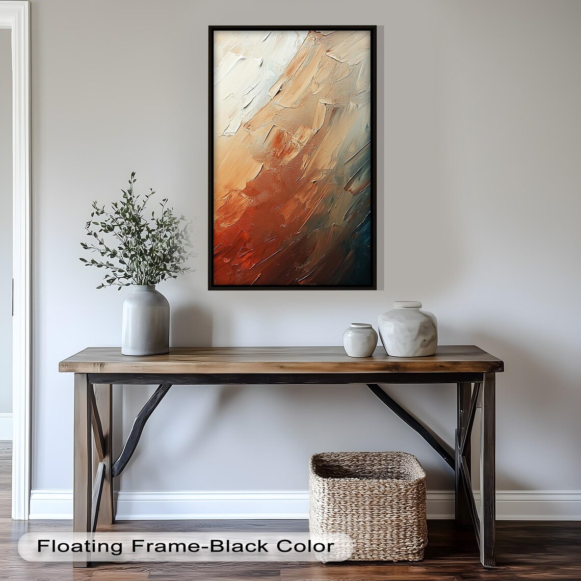 Earth Tone Abstract, Vertical Modern Painting - Image 2