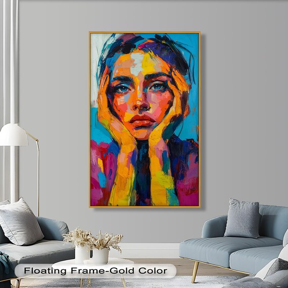 Colorful Woman Portrait, Modern Abstract Expression