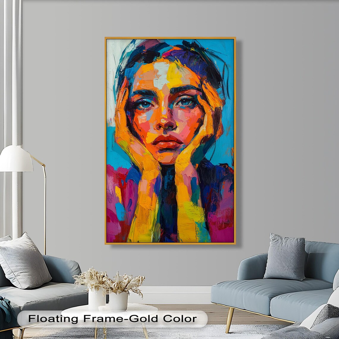 Colorful Woman Portrait, Modern Abstract Expression