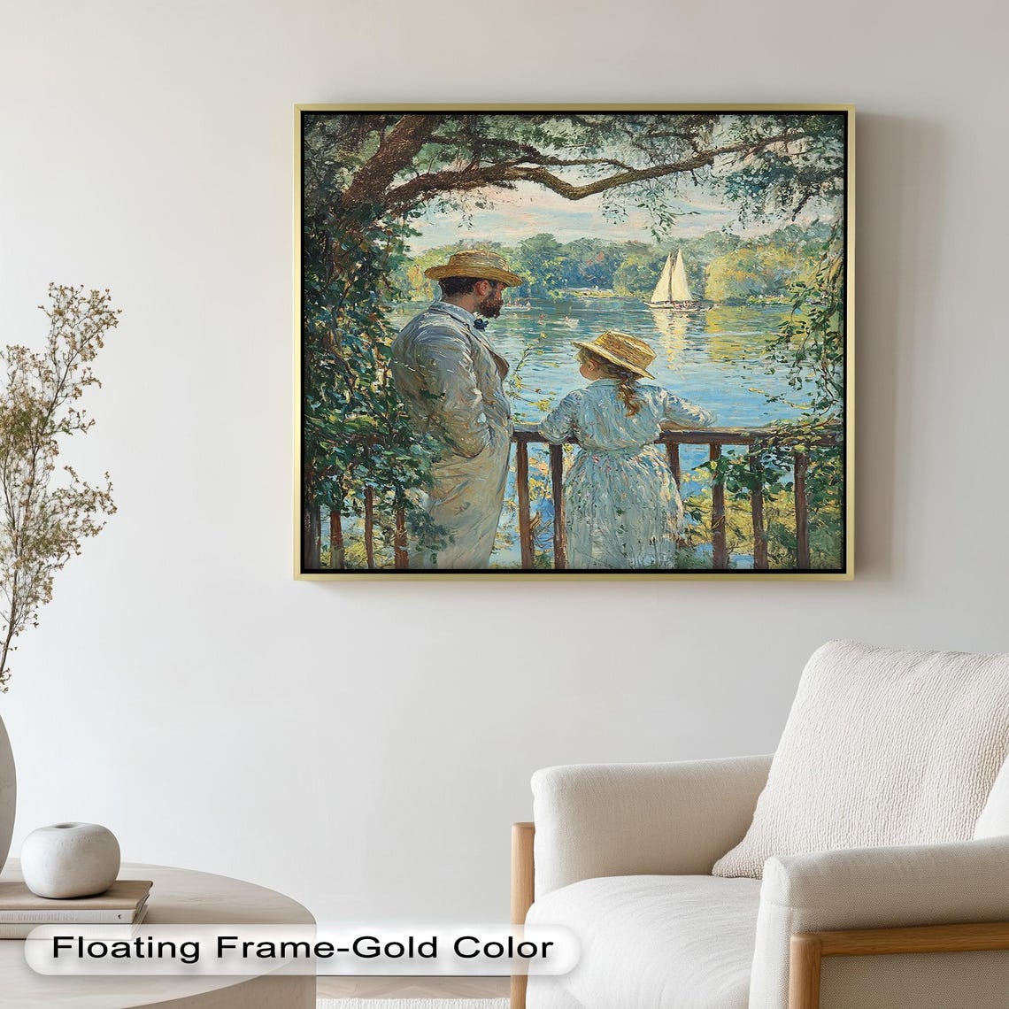 Couple By The Lake, Romantic Scenic Art Print - Image 5