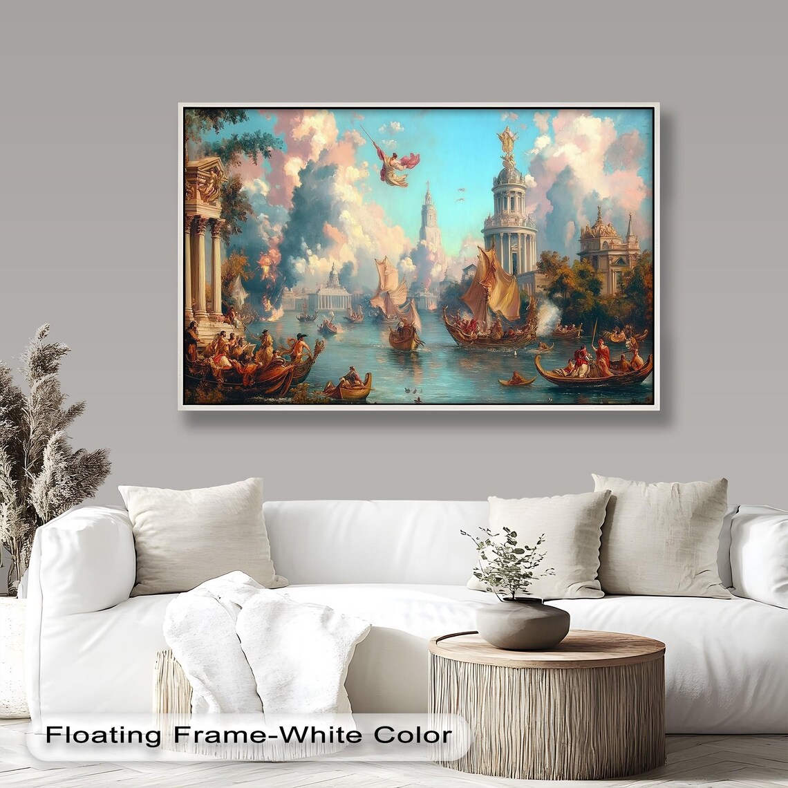 Renaissance Harbor Art Print, Classical Seaside Scene - Image 2
