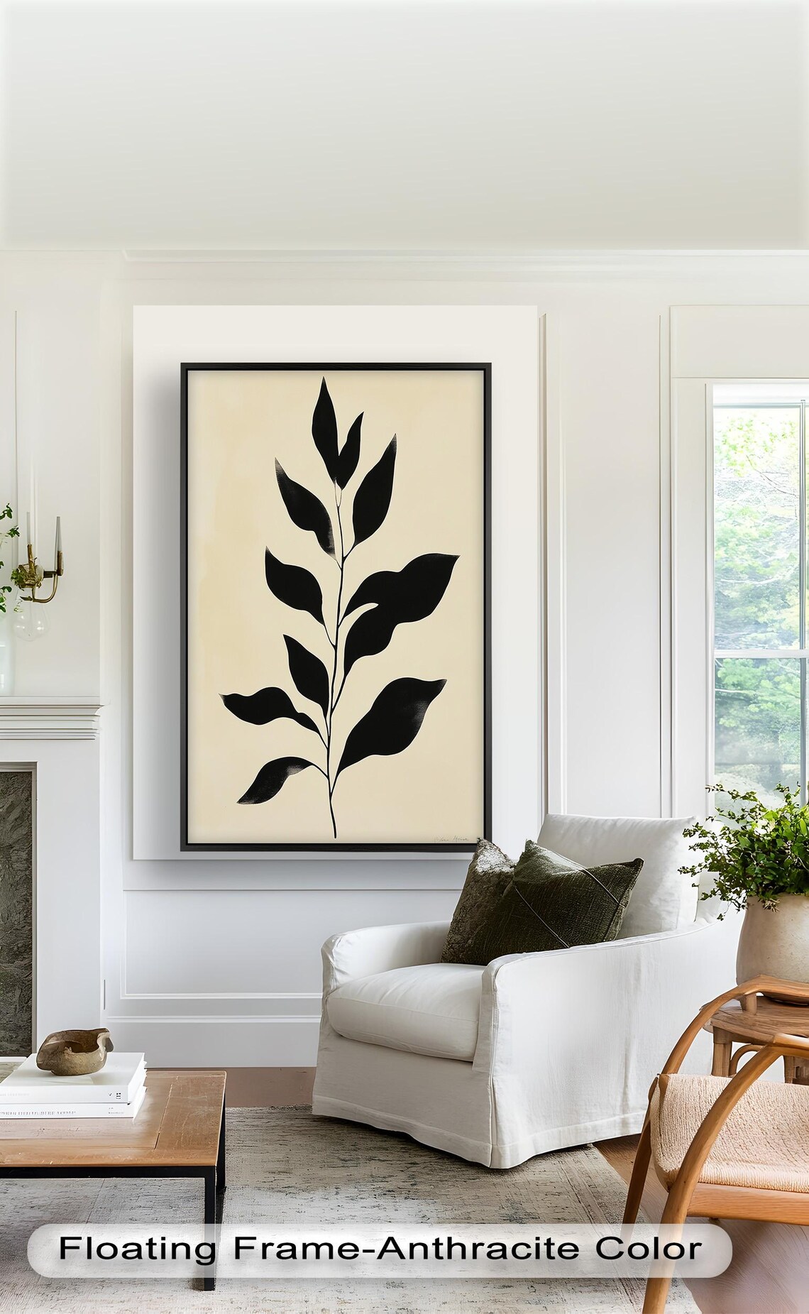 Black Leaf Minimalist Botanical Art Print