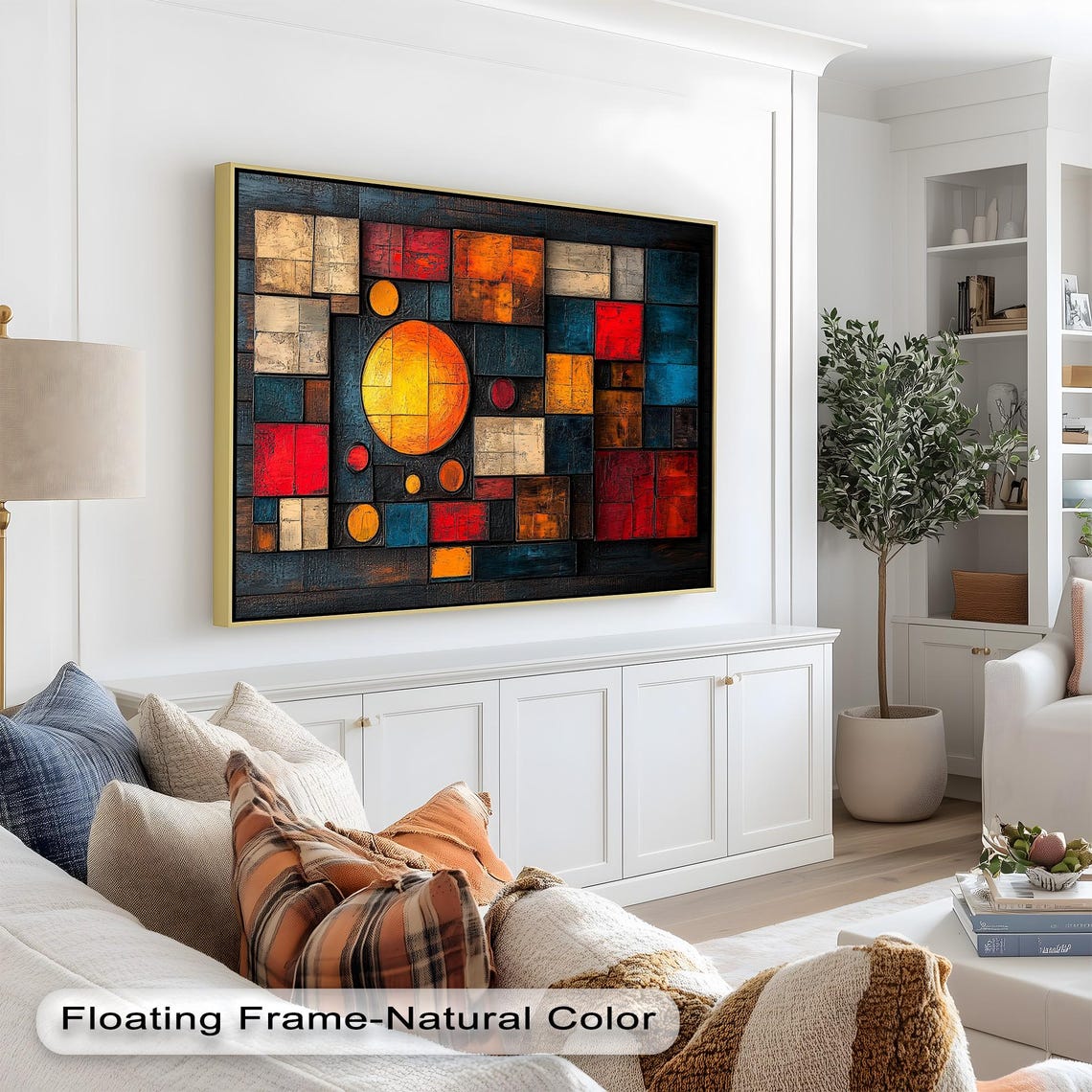 Colorful Abstract Oil Painting, Modern Cubism - Image 2