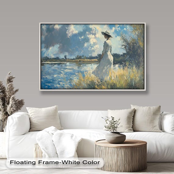 Woman By The Lake, Soft Romantic Impressionist Landscape
