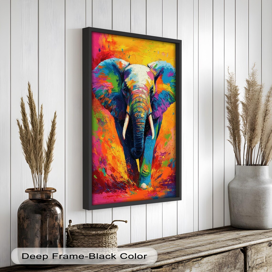 Colorful Elephant, Bohemian Animal Decor - Image 3