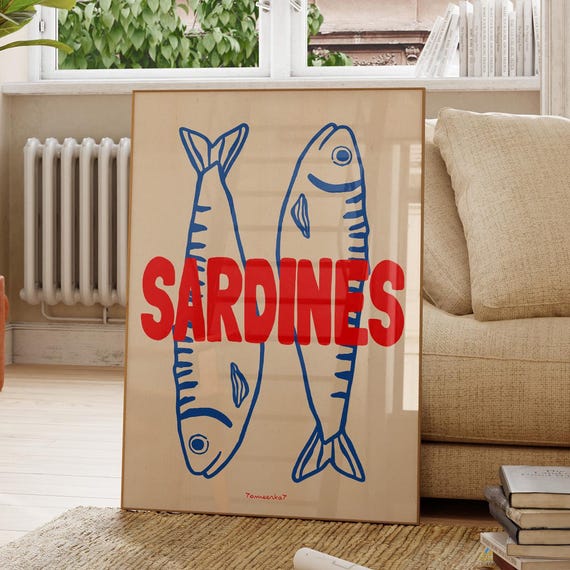 Sardines Retro Kitchen Wall Art Print