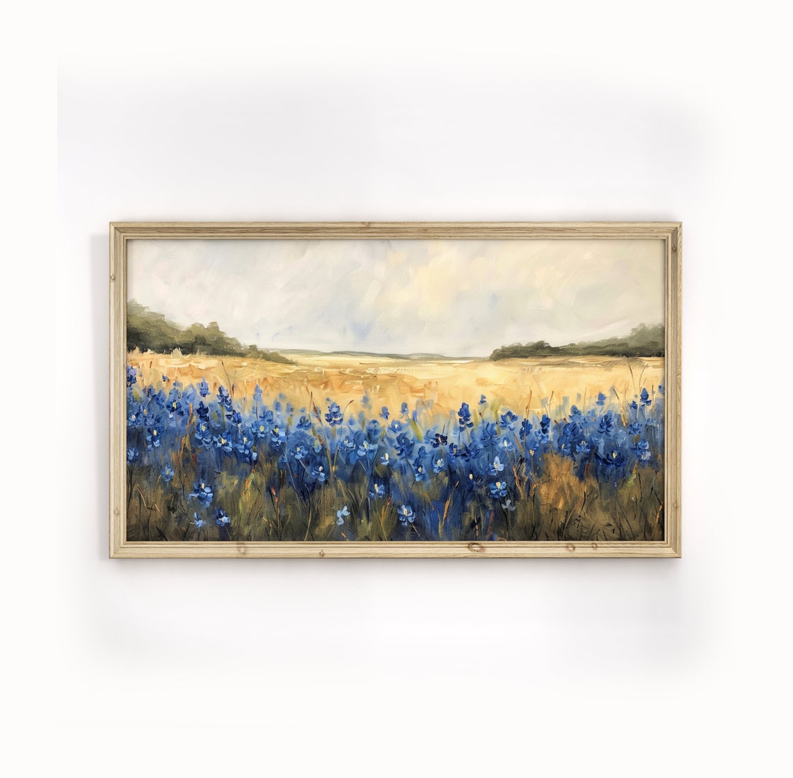 Bluebonnet Wildflower Field Golden Sunset Texas Spring Art Poster