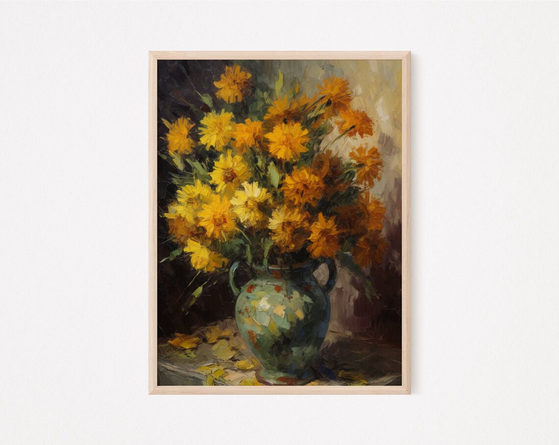 Vintage Yellow Flowers Bouquet Botanical Art Print - Image 2