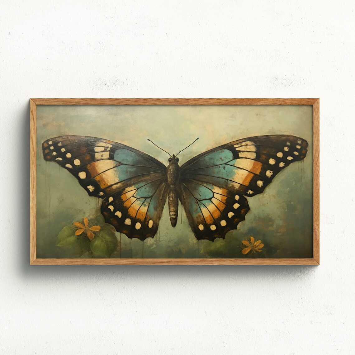 Butterfly Frame TV Wall Art Print, Vintage Cottage Core Spring