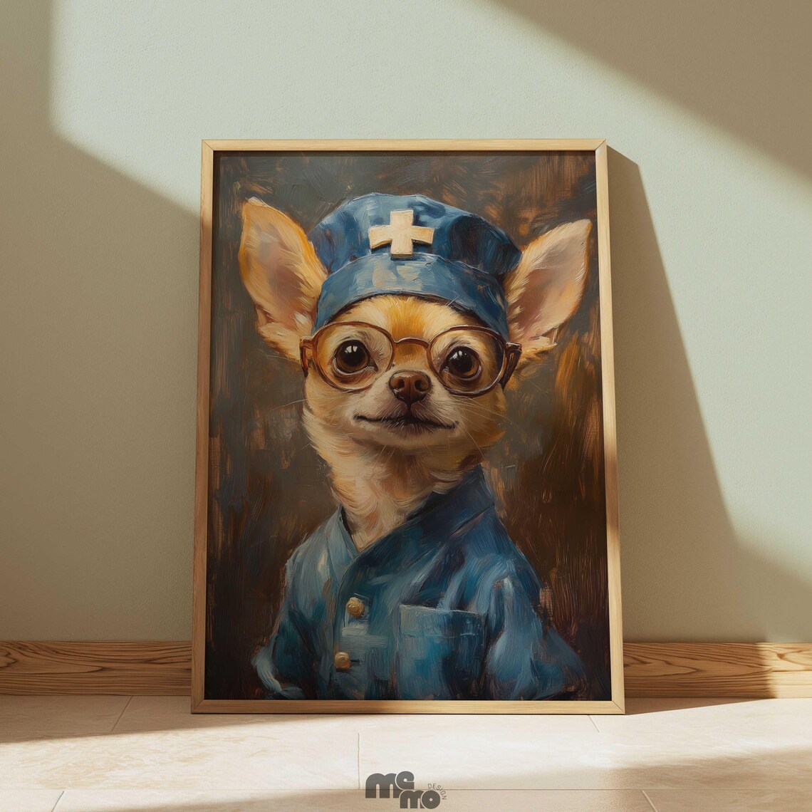 Chihuahua Nurse Funny Dog Pet Portrait Art Print