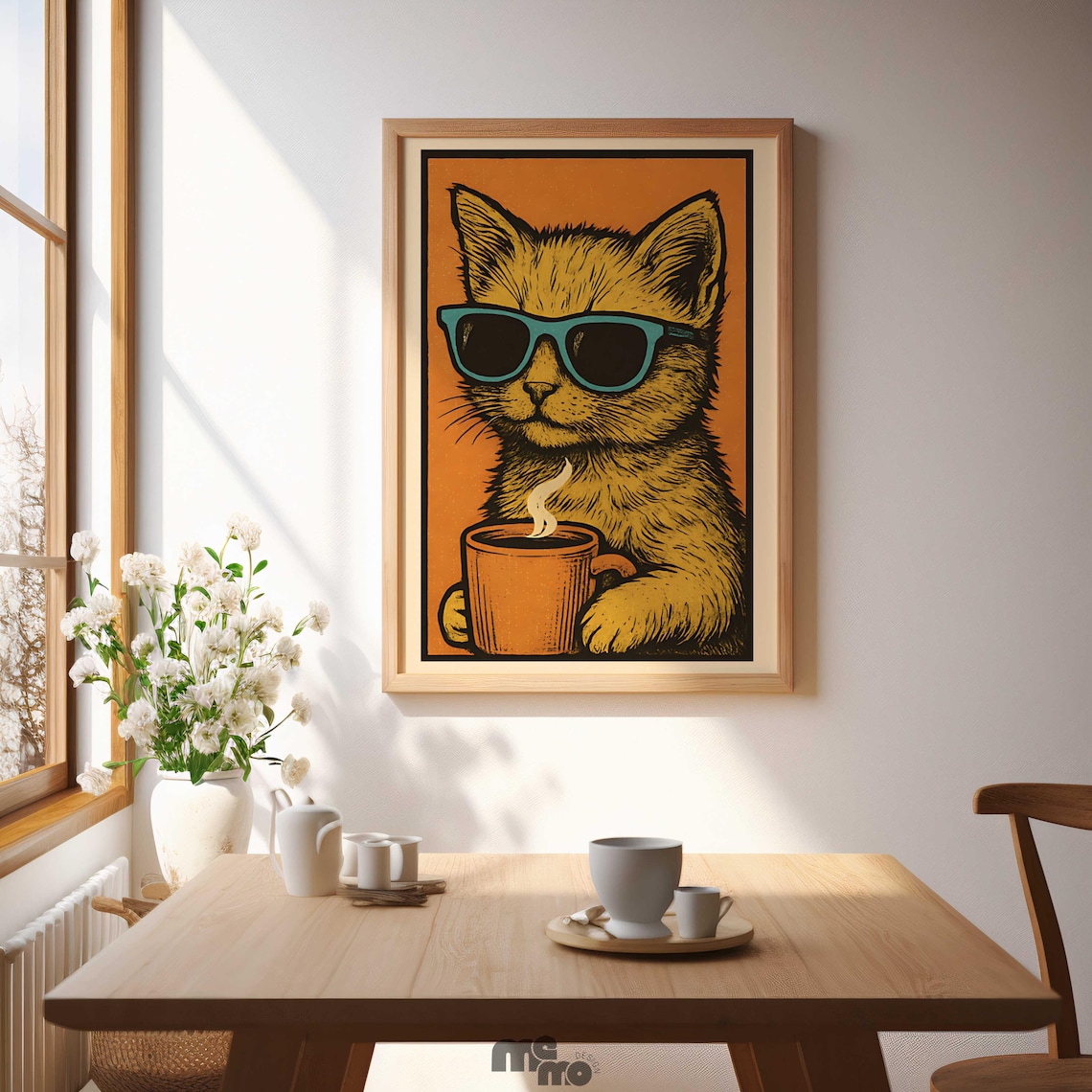 Cat Drinking Coffee, Vintage Funny Art Print - Image 4