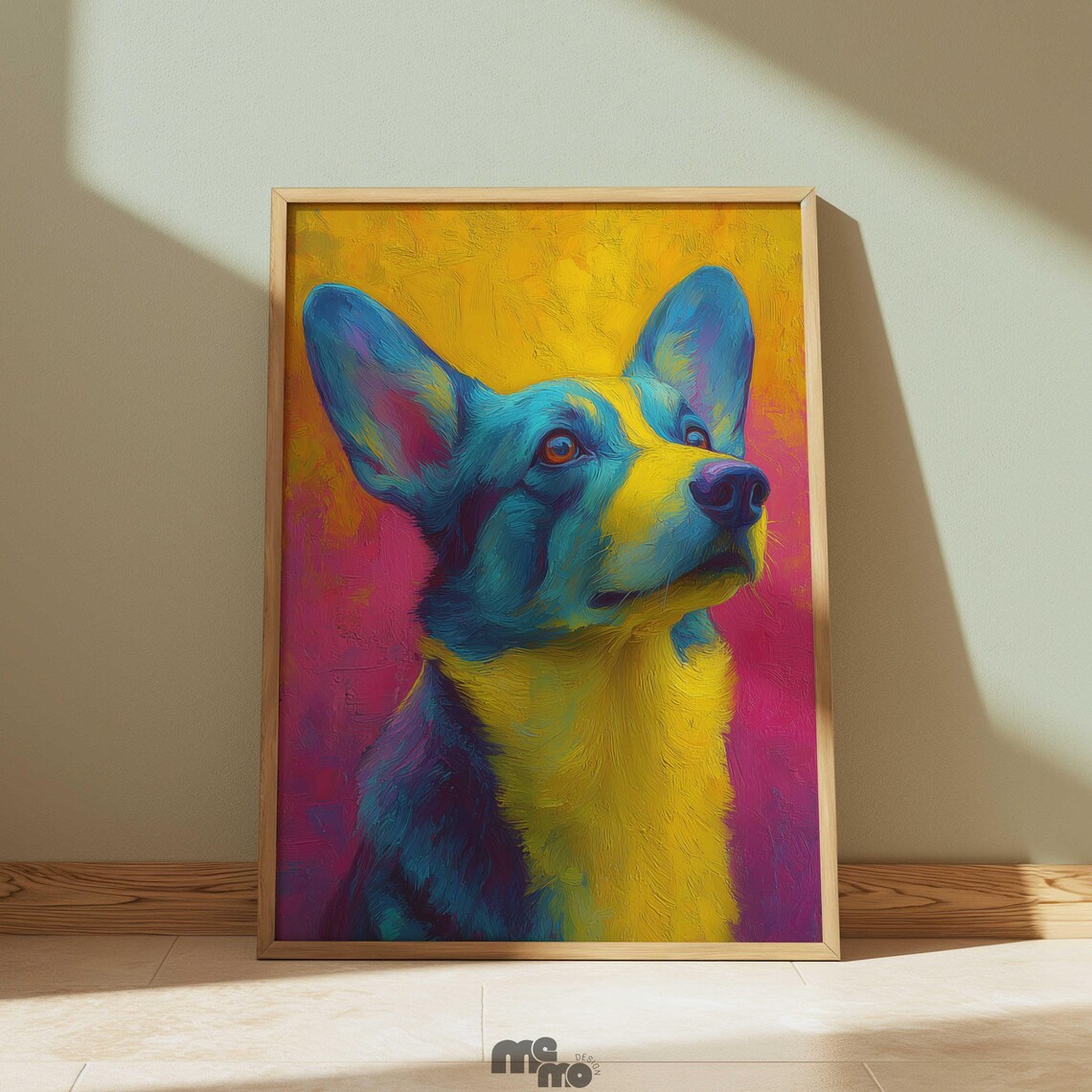 Colorful Corgi Pop Art Portrait Blue Yellow Magenta Abstract Poster