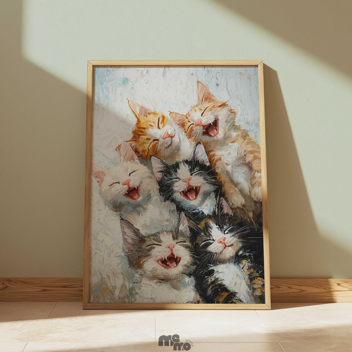 Happy Kittens Funny Cat Oil Painting Art Print
