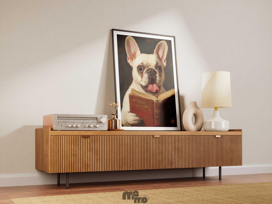 French Bulldog Art Print, Quirky Reading Dog - Image 5