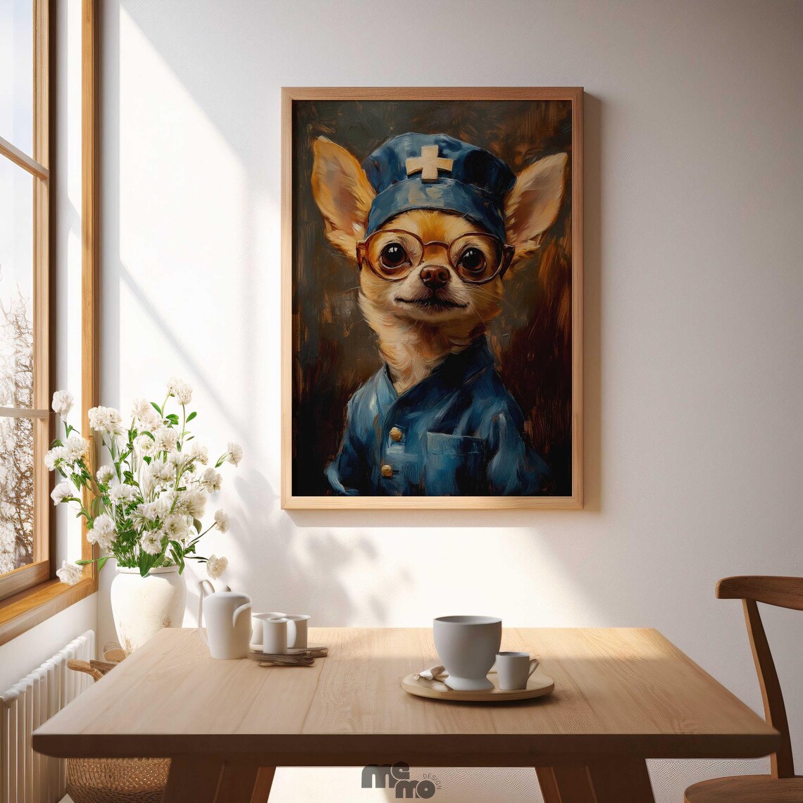 Chihuahua Nurse Funny Dog Pet Portrait Art Print - Image 2