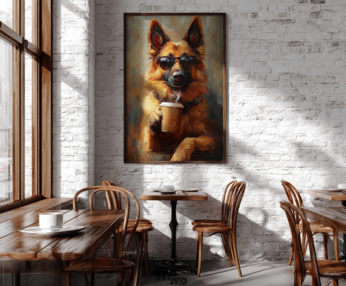 German Shepherd Coffee Wall Art, Funny Dog Art Print - Image 5