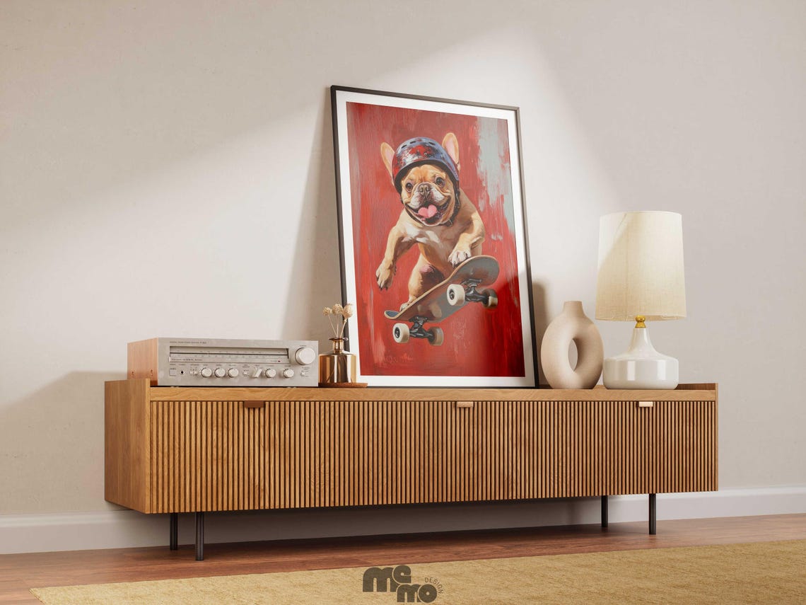 French Bulldog Skateboarding Dog, Funny Pet Decor - Image 6