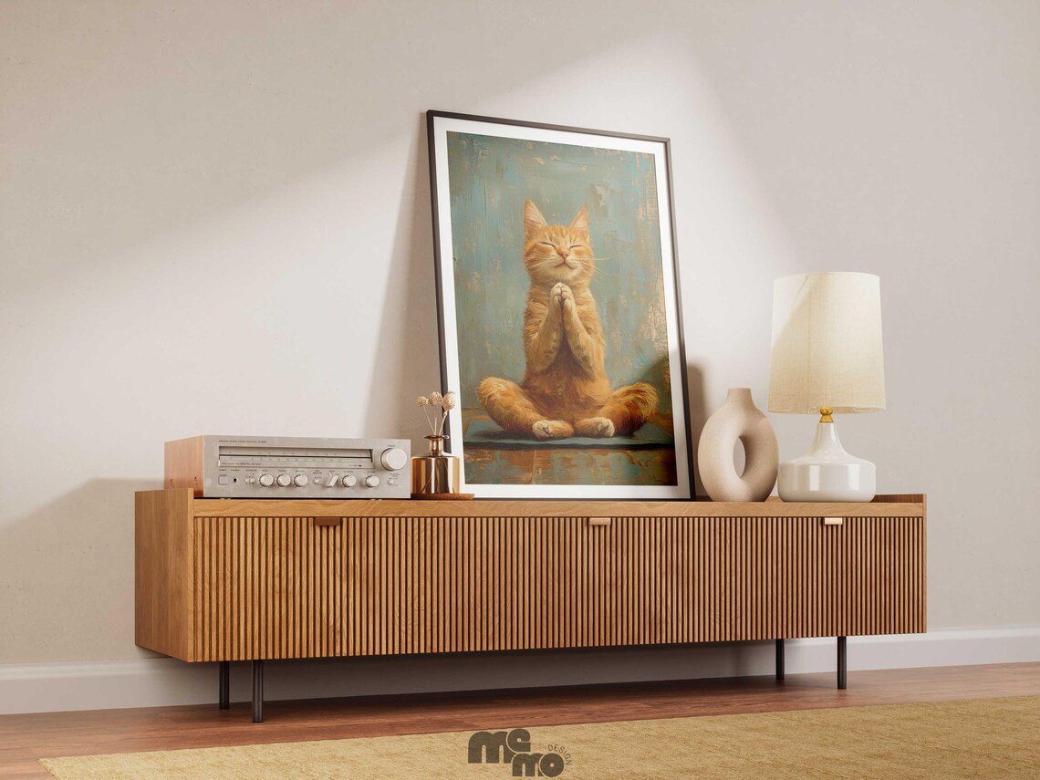 Orange Tabby Yoga Cat, Funny Pet Lover Art Print - Image 2