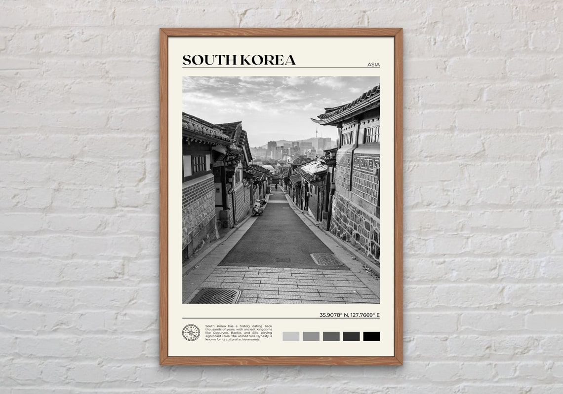 Black And White South Korea Print South Korea Art South Korea Poster South Korea Photo South Korea Poster Print South Korea Decor