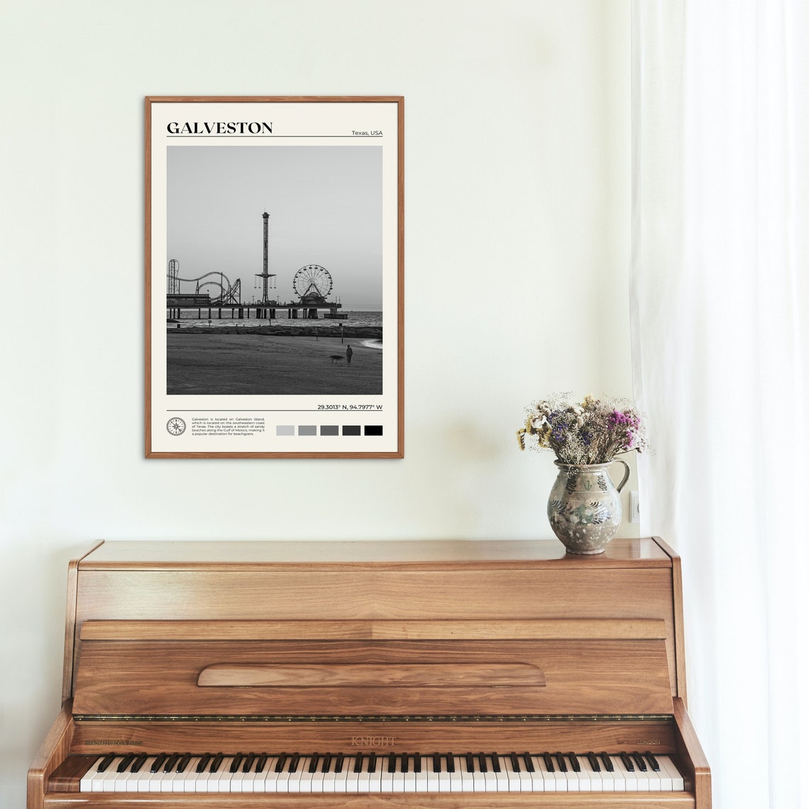 Black And White Galveston Print Galveston Wall Art Galveston Poster Galveston Photo Galveston Poster Print Galveston Decor Texas - Image 2