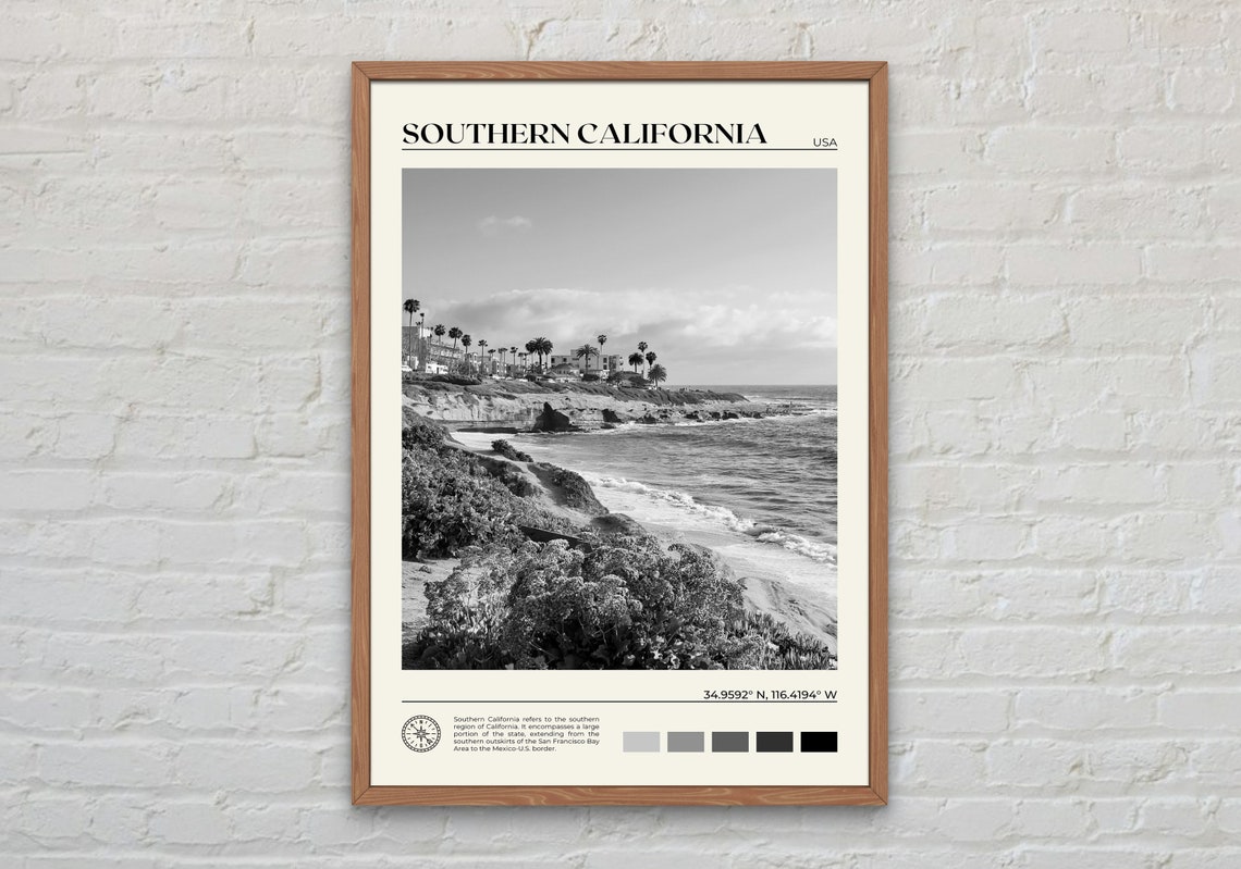 Black And White Southern California Print California Wall Art Southern California Poster California Photo California Poster Print