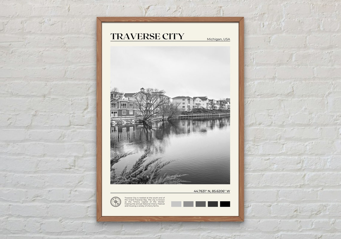 Black And White Traverse City Print Traverse City Wall Art Traverse City Poster Traverse City Photo Michigan Wall Decor Usa Poster