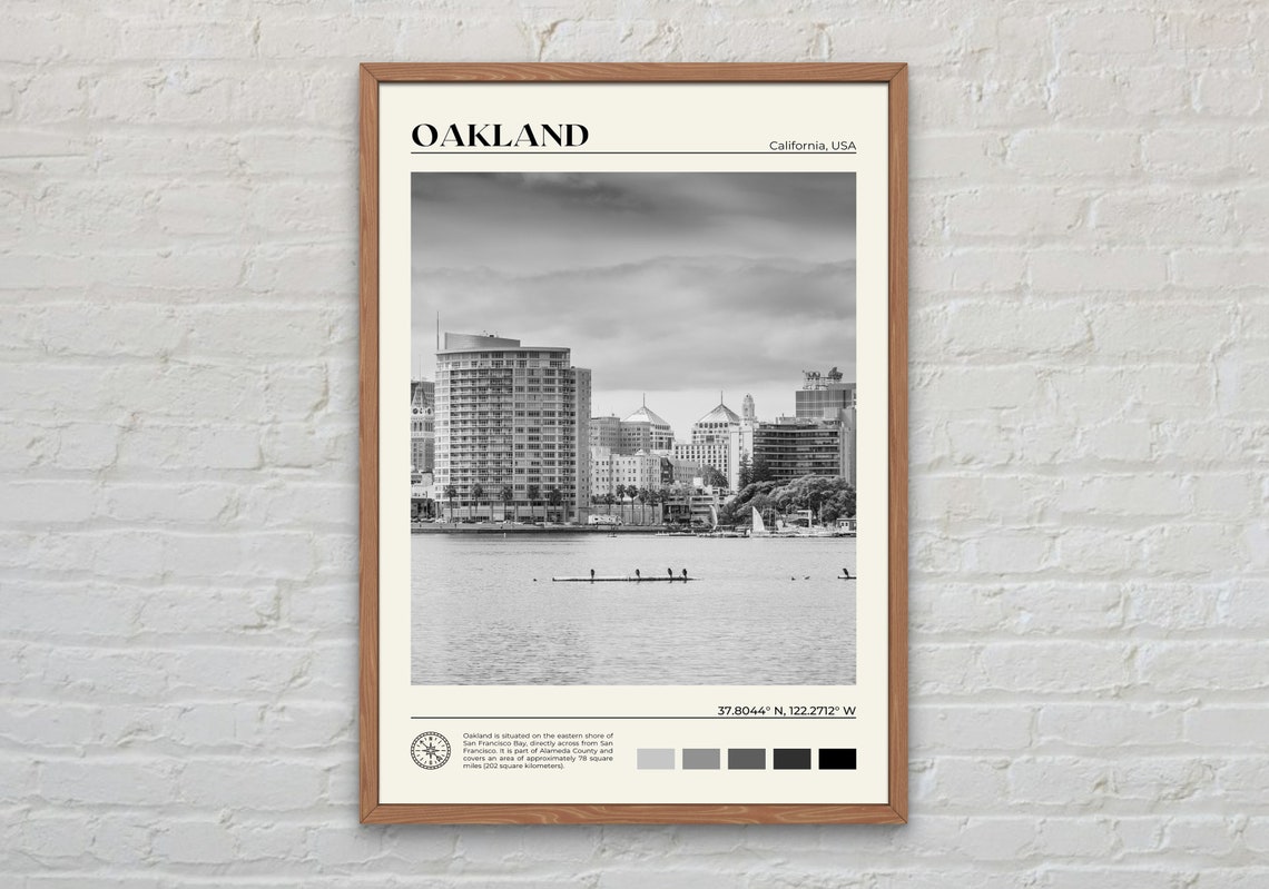 Black And White Oakland Print Oakland Wall Art Oakland Poster Oakland Photo Oakland Poster Print Oakland Wall Decor California