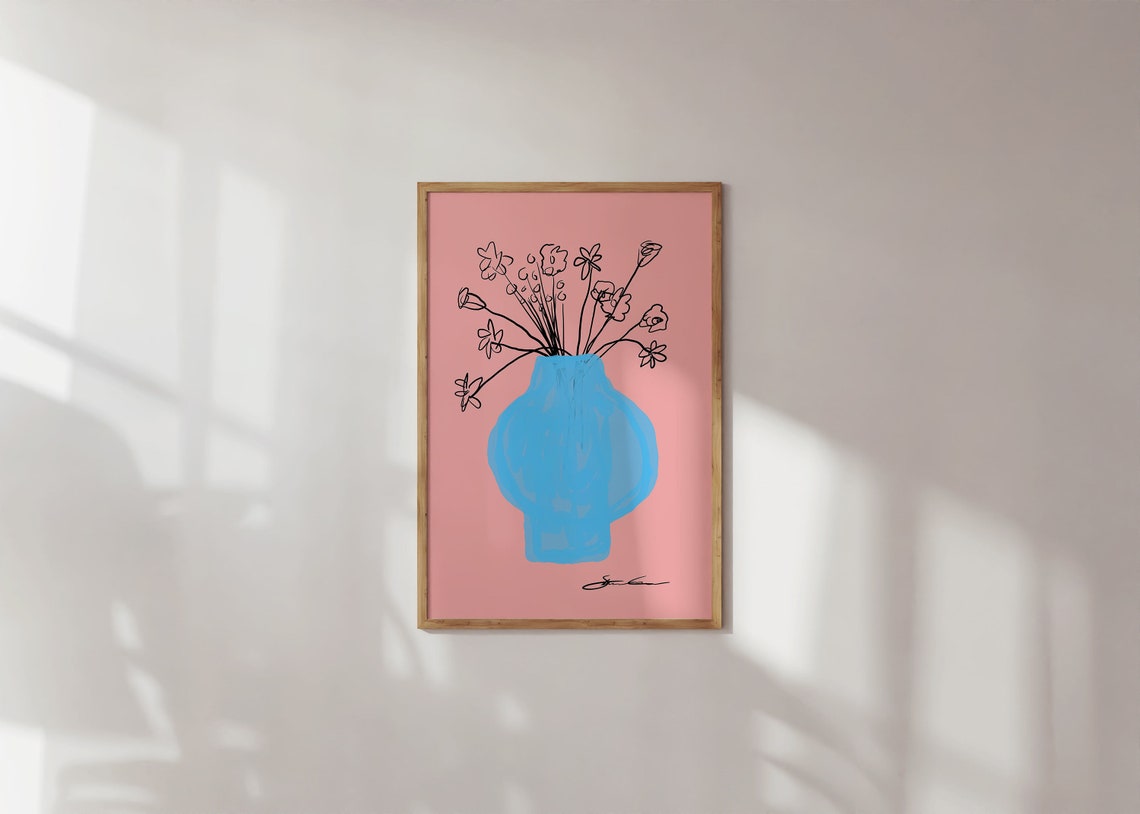 Retro Floral Botanical Vase Art Print