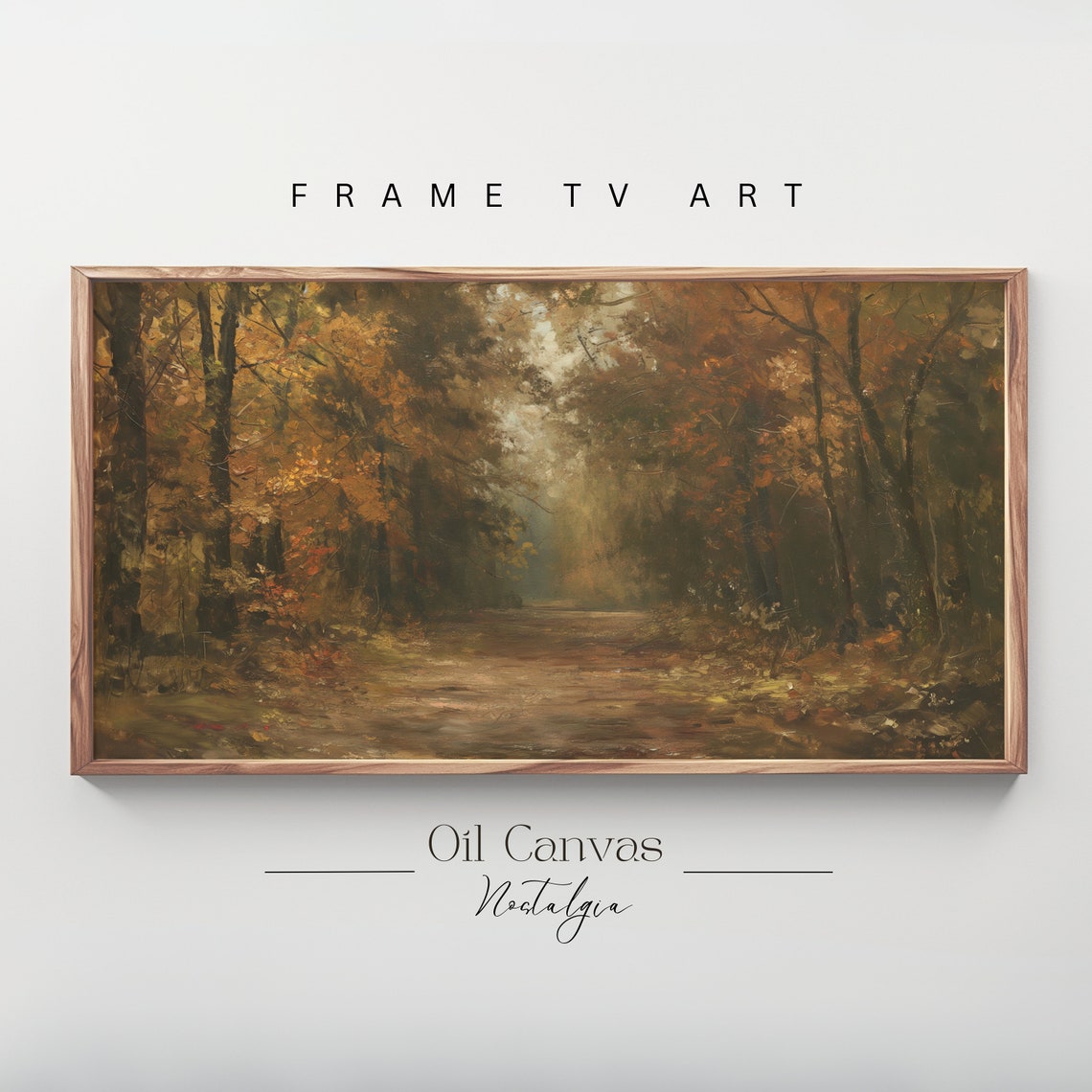 Autumn Forest Path Golden Orange Canopy Moody Woodland Walk Poster