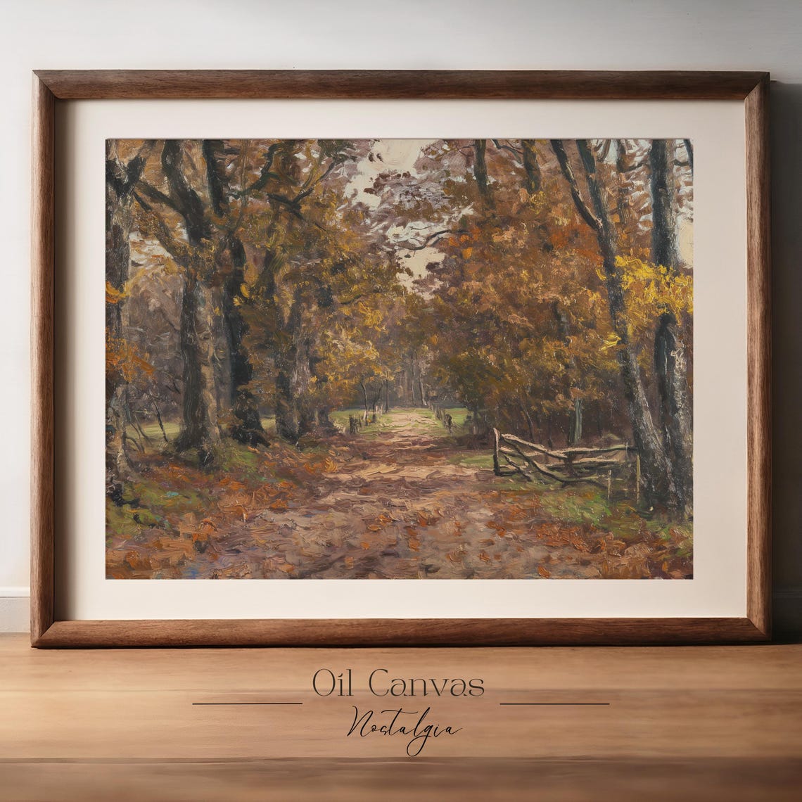 Autumn Forest Path Golden Leaves Vintage Fall Woodland Painting Poster - Image 2
