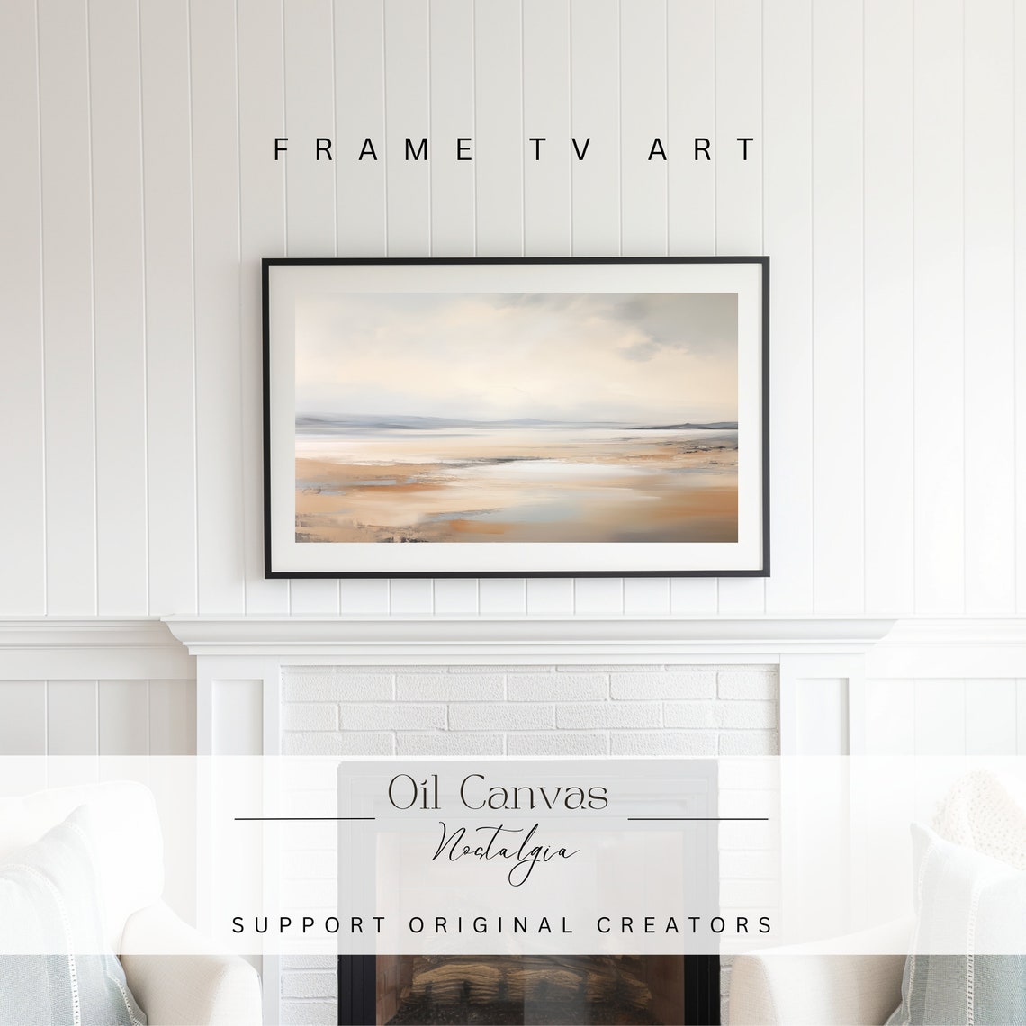 Abstract Beach Minimalist Seascape Neutral Earth Tones Art Poster - Image 2