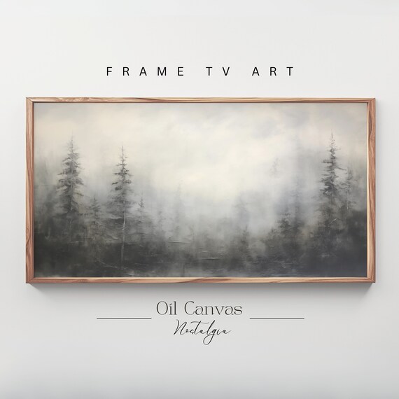 Misty White Pine Forest Soft Fog Ethereal Minimalist Nature Landscape Poster