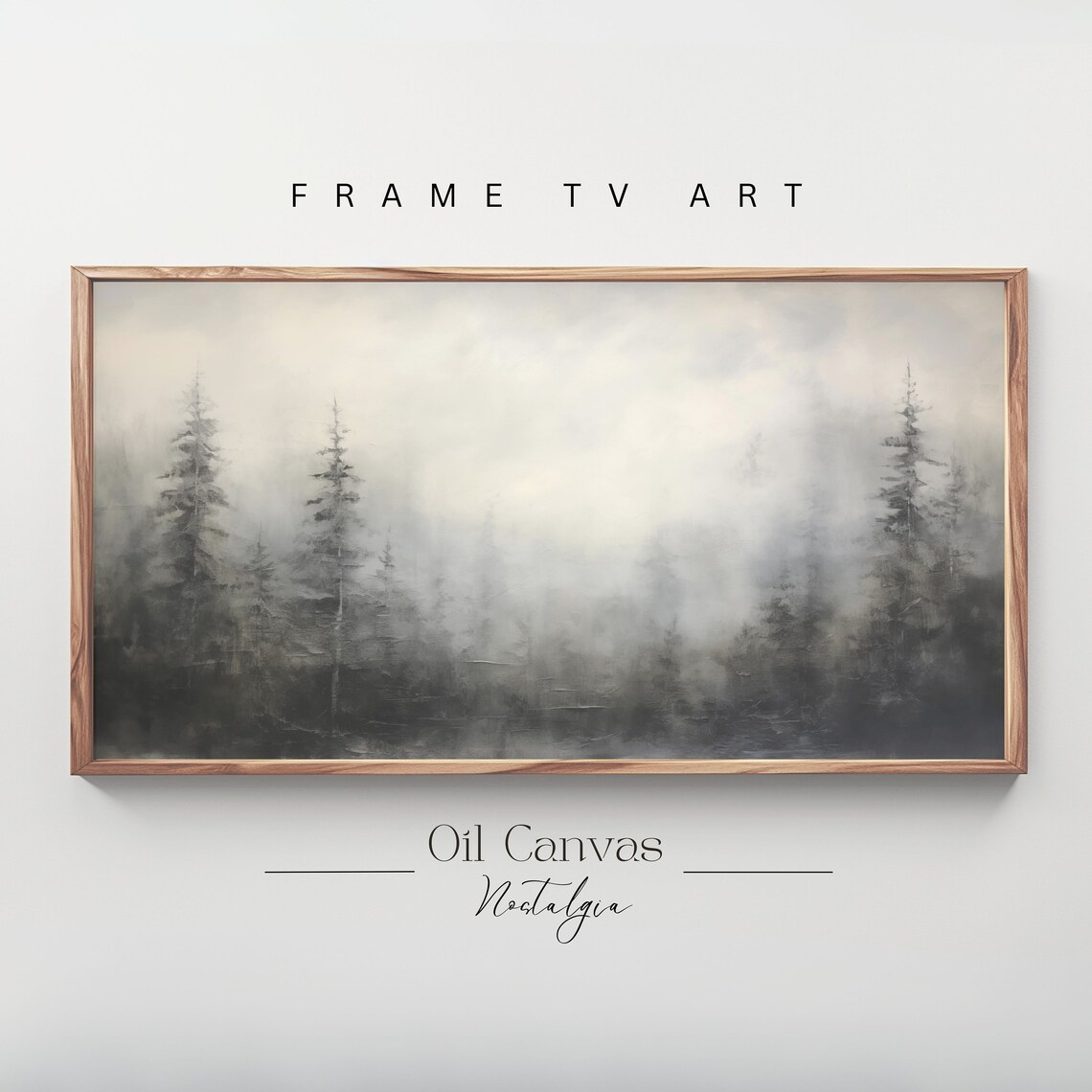 Misty White Pine Forest Soft Fog Ethereal Minimalist Nature Landscape Poster