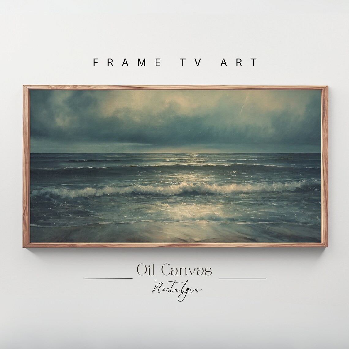 Frame Tv Art Abstract Beach Oil Painting Summer Sea Art Ocean Frame Tv Art Landscape Blue Nautical Seascape