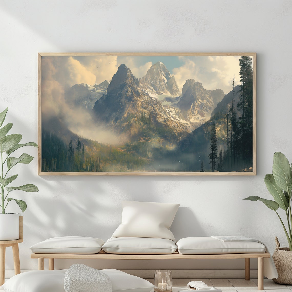 Mountain Landscape Frame Tv Art Vintage Rustic Scenery Oil Painting Farmhouse Decor Nature Wall Art Instant - Image 2