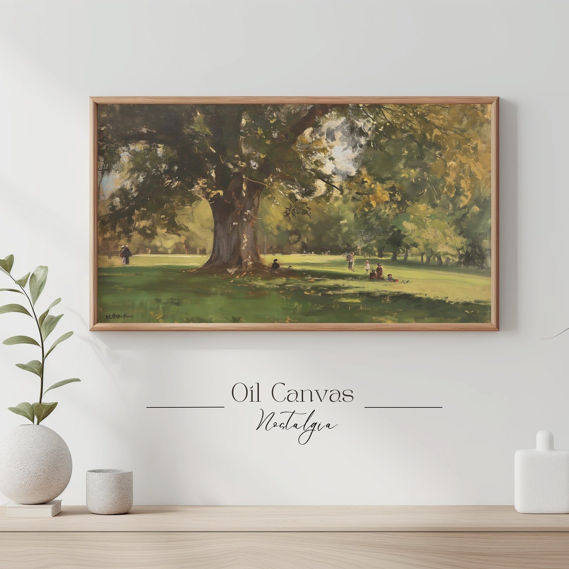 Summer Landscape Oil Painting Frame Tv Art Vintage Country Farmhouse Wall Decor - Image 3