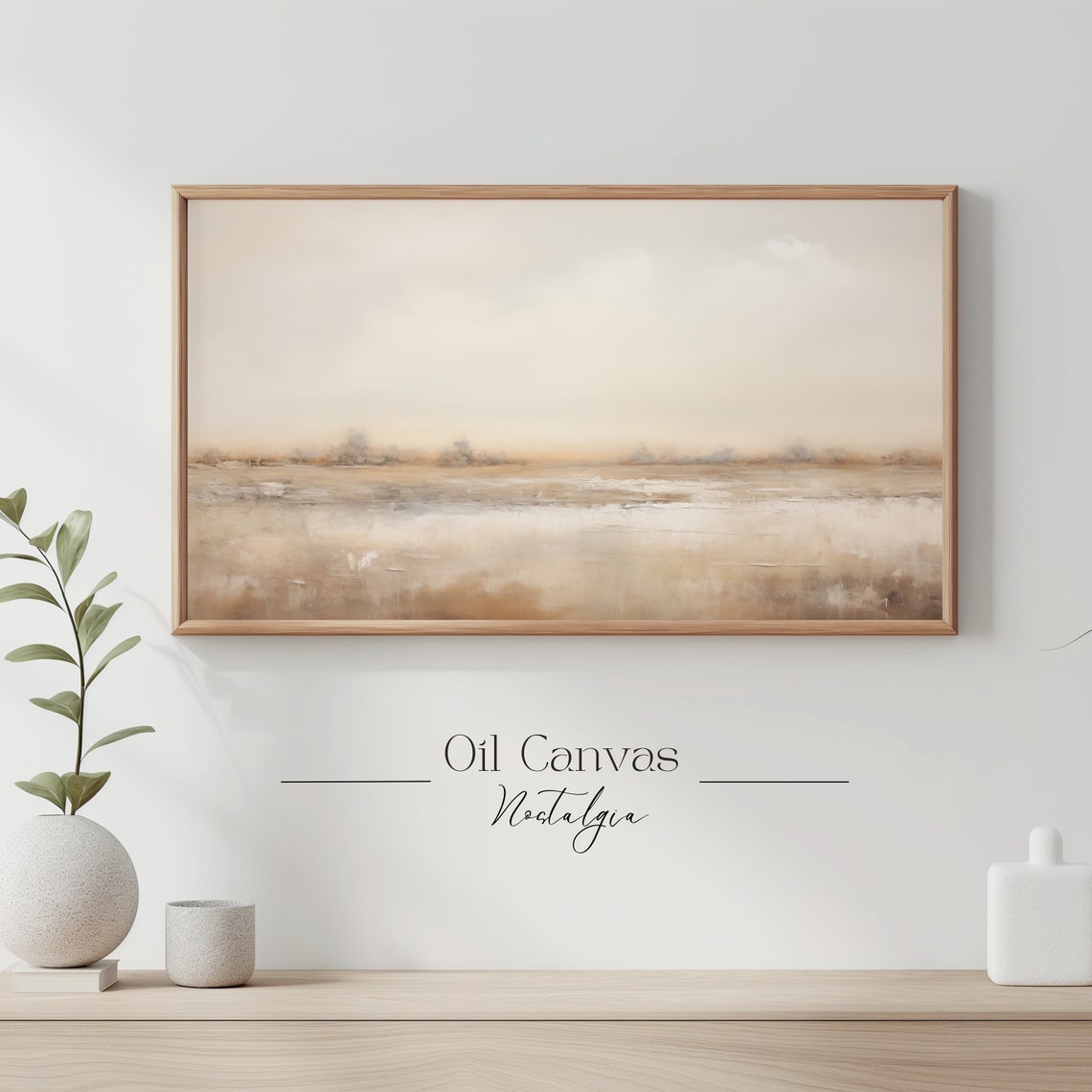 Frame Tv Art Moody Abstract Oil Painting Minimalist Earth Tone Decor Rustic Wall Art - Image 3