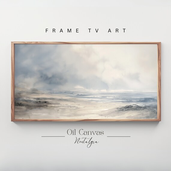 Frame Tv Art Vintage Beach Watercolour Painting Summer Sea Art Ocean Frame Tv Art Blue Nautical Seascape