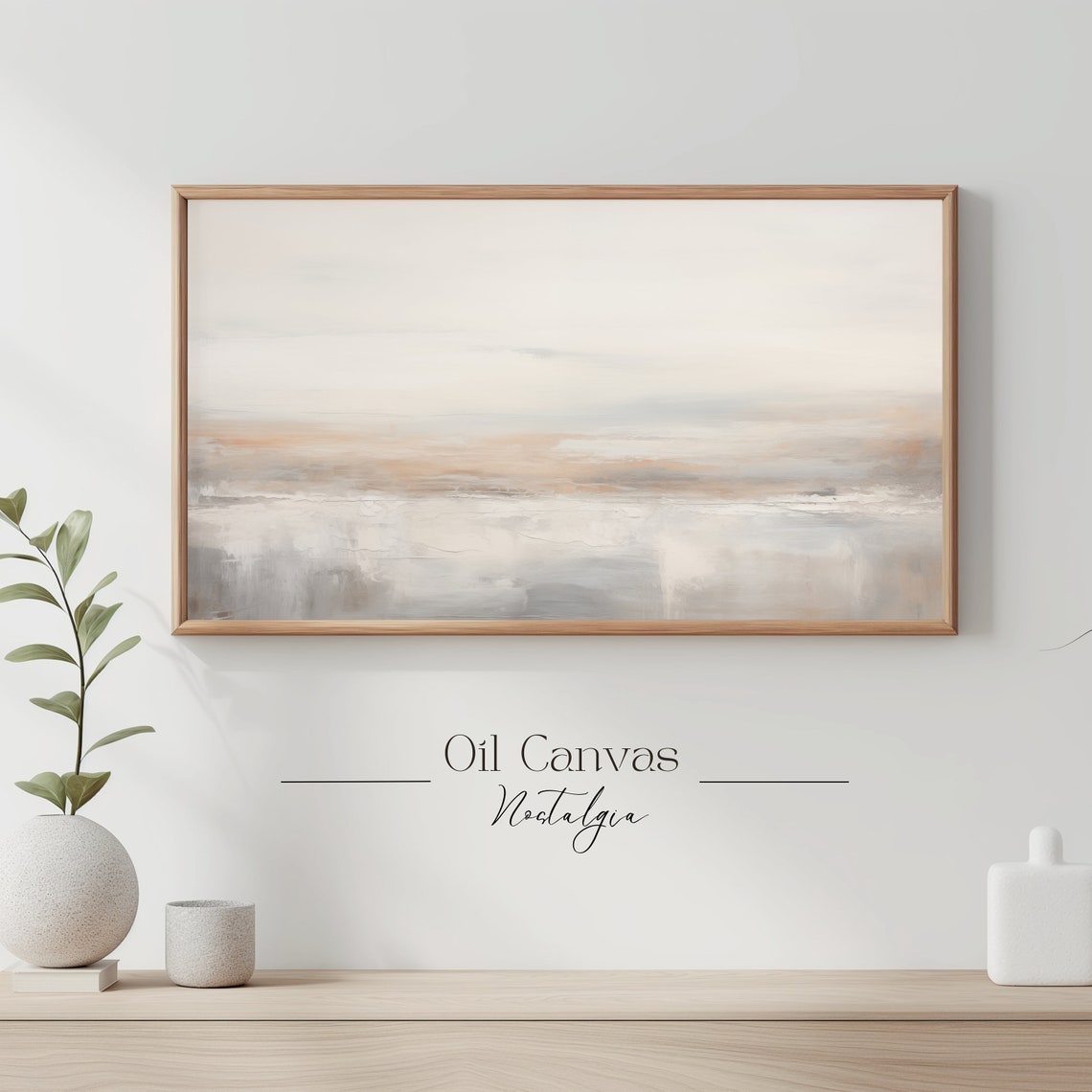 Frame Tv Art Moody Abstract Oil Painting Minimalist Earth Tone Decor Rustic Wall Art - Image 3