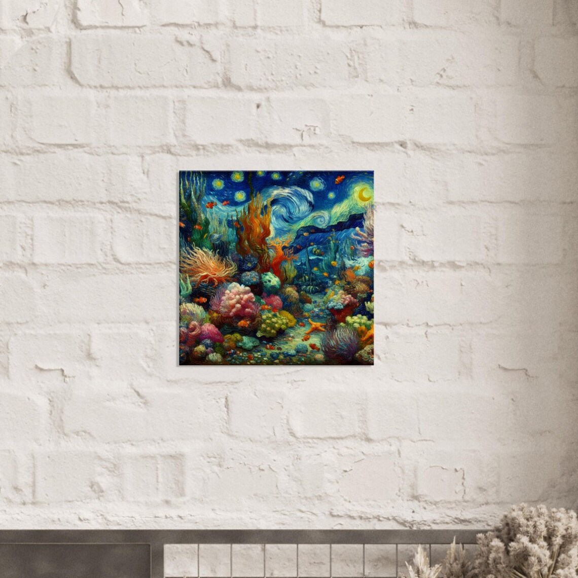 Coral Reef Underwater Starry Night Sky Ocean Life Art Poster - Image 2