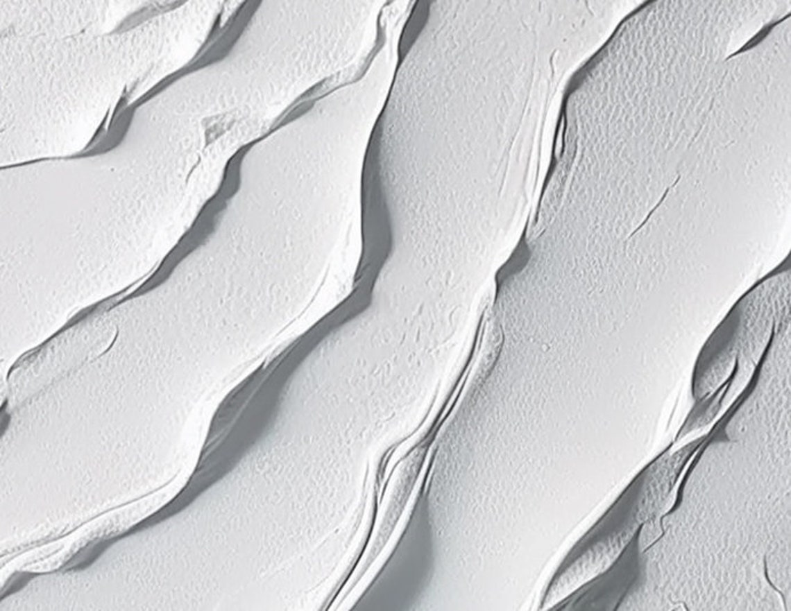 Minimalist White Textured Wave Relief Modern Abstract Poster - Image 5