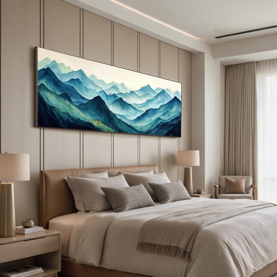 Layered Blue Mountain Ridges Panorama in Misty Teal Tones Poster - Image 3