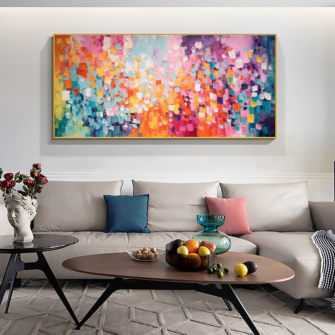 Vibrant Color Mosaic Dabs Abstract Warm Tones Texture Poster - Image 4