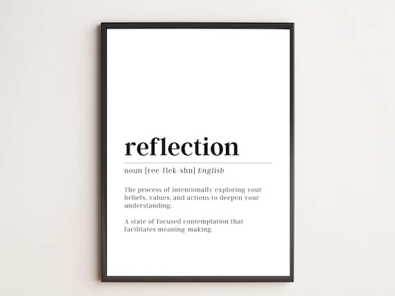 Reflection Word Definition Dictionary Typography Minimalist Wall Art