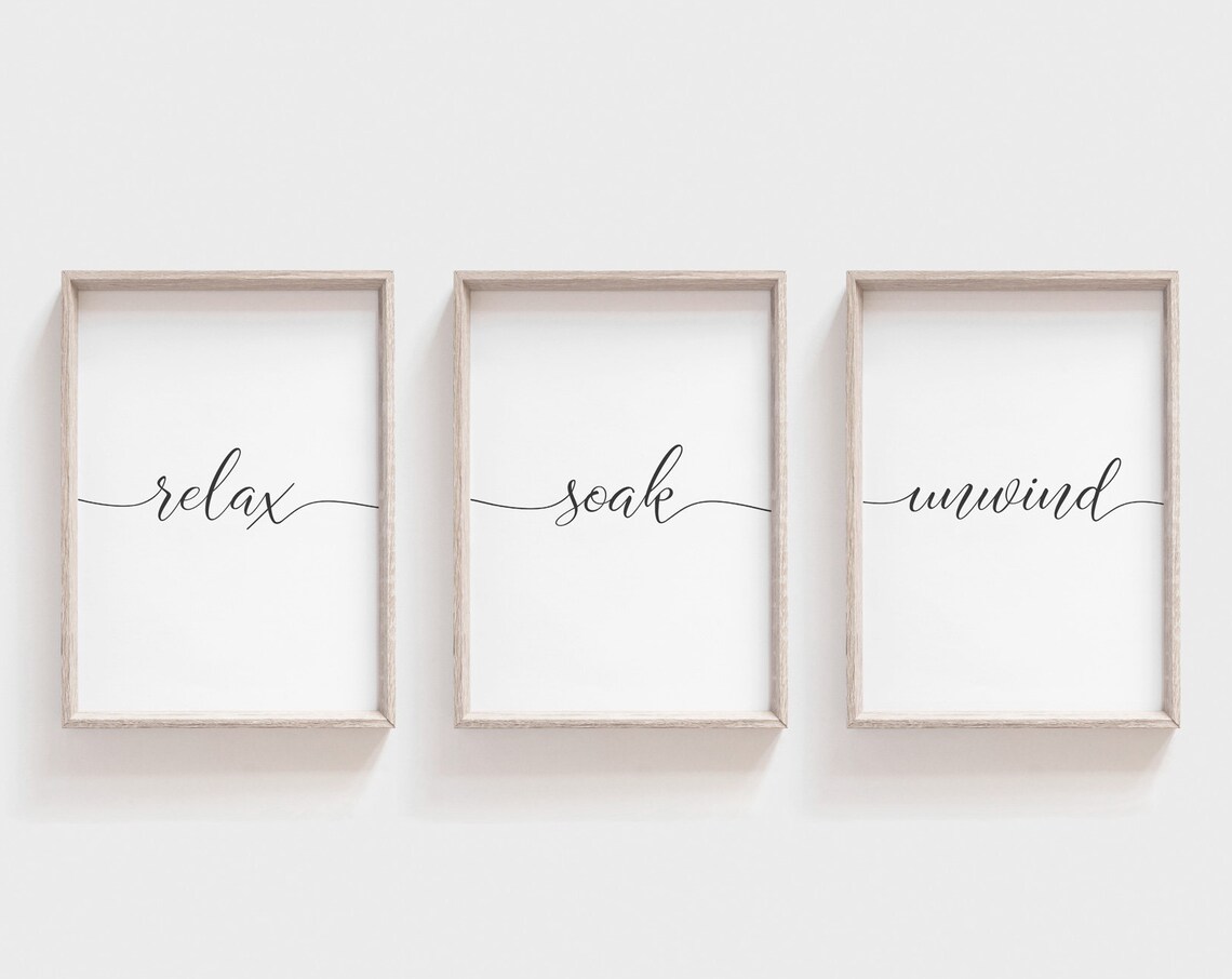 Relax Soak Unwind Bathroom Sign Art Print - Image 3